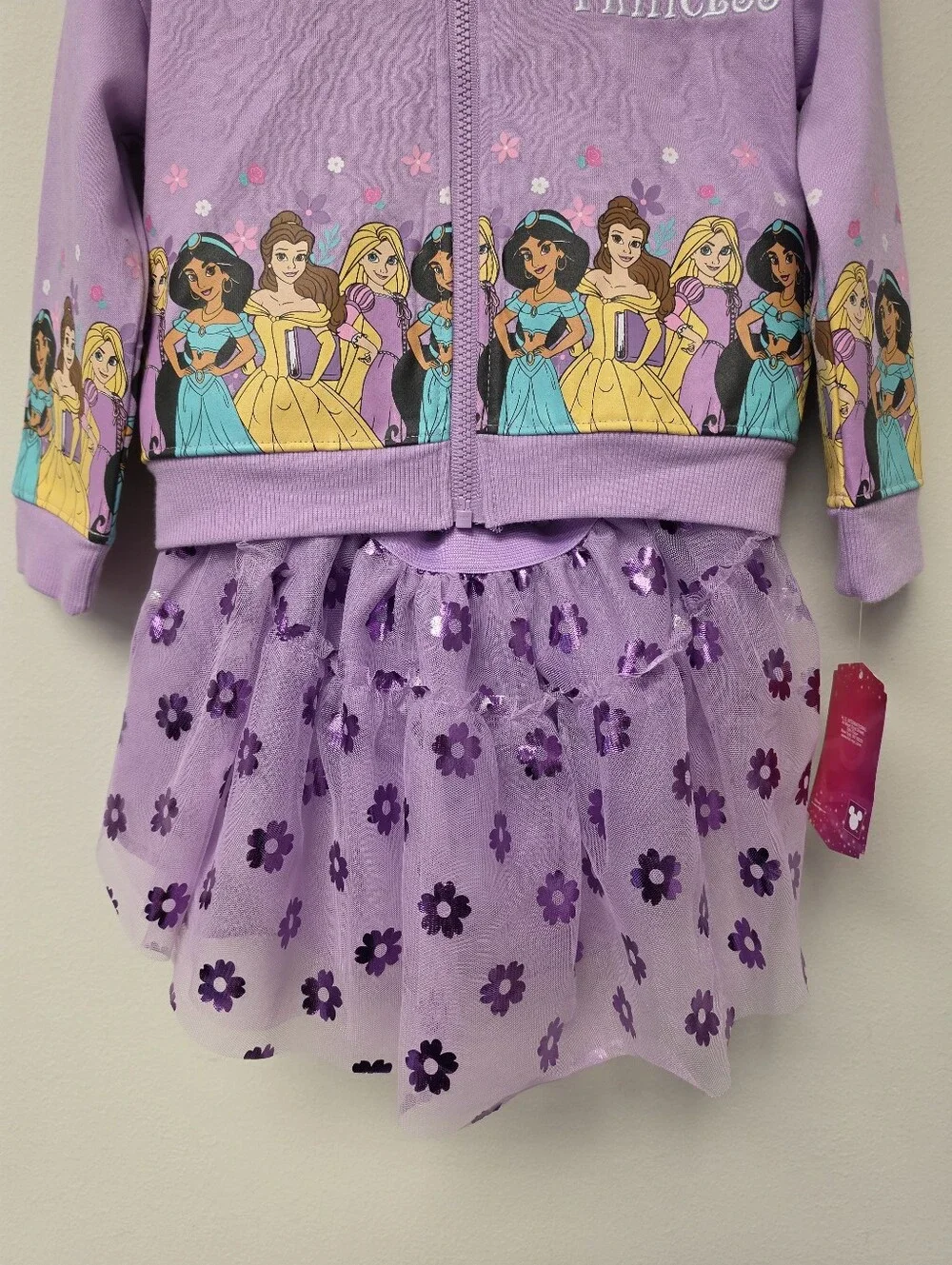 Disney Princess 3 piece Tutu Set Jacket Tutu Skirt and Shirt Purple 3T